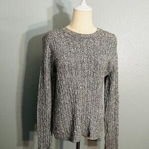 Karen Scott Gray Cable Knit Crewneck Sweater Size M